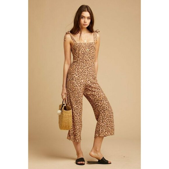 Faithfull The Brand Elsa Jumpsuit Womens Size 4 Animal Print One Piece - Picture 1 of 5
